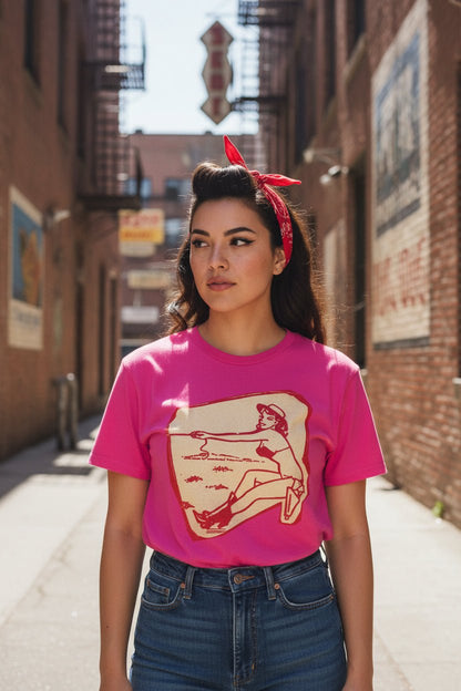 T-Shirt - Cowgirl Pinup Shirt | Unisex Heavy Cotton - Gildan 5000 | Retro & Vintage, Art & Artists | Rockabilly from Crypto Zoo Tees