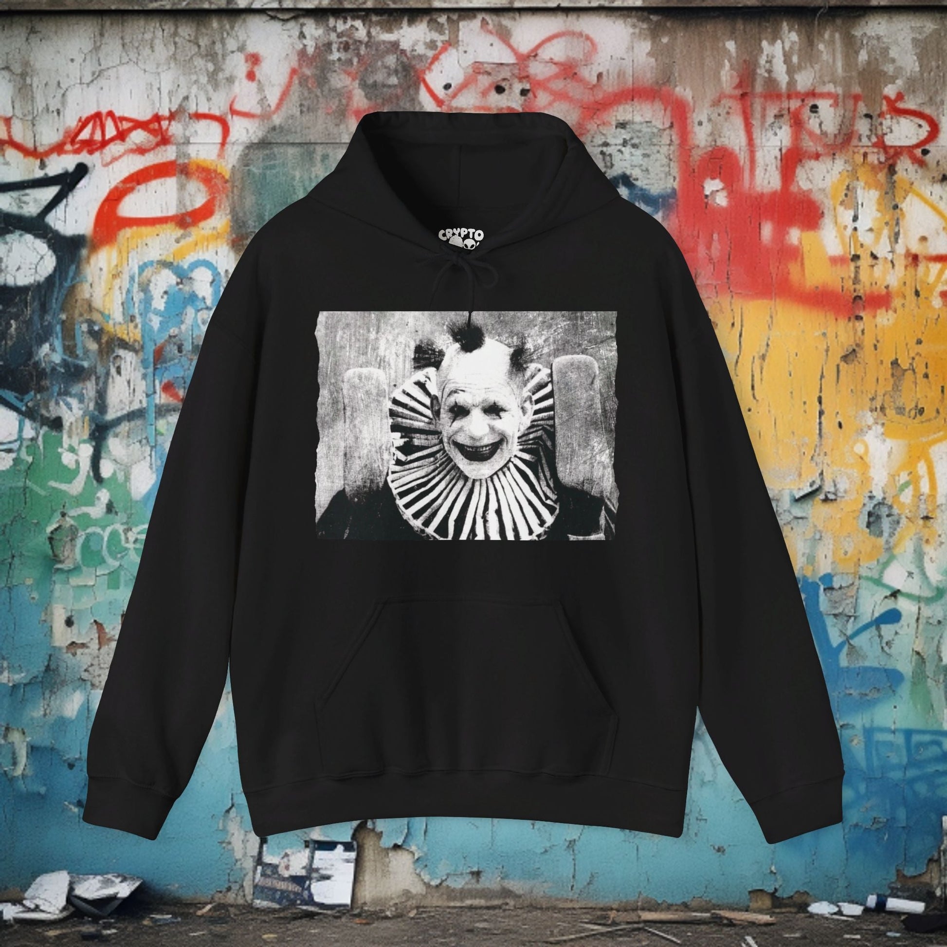 Hoodie - Creepy Clown | Hoodie | Hooded Sweatshirt from Crypto Zoo Tees