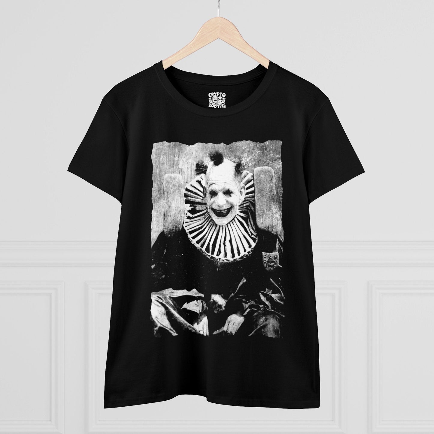 T-Shirt - CREEPY CLOWN Ladies T-Shirt | Ladies Tee | Paranormal, Halloween, Spiritual | Goth, Gothic from Crypto Zoo Tees