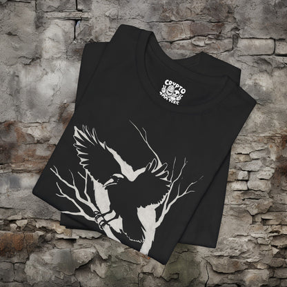 T-Shirt - Crow on Branch Tee | Bella + Canvas Unisex T-shirt from Crypto Zoo Tees