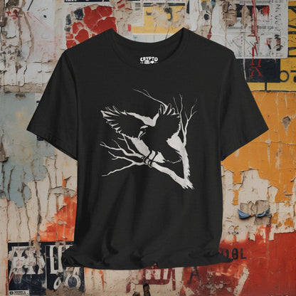 T-Shirt - Crow on Branch Tee | Bella + Canvas Unisex T-shirt from Crypto Zoo Tees