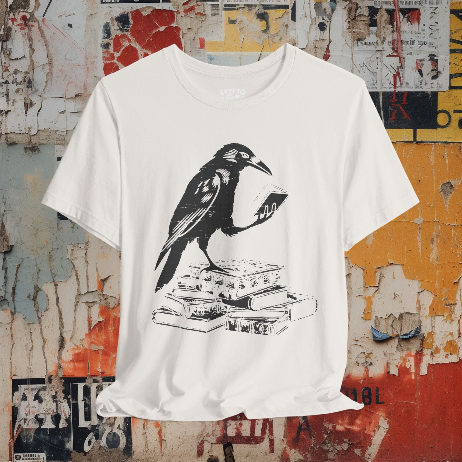 T-Shirt - Crow Reading Books | Unisex T-shirt | Funny, Animals, Books from Crypto Zoo Tees