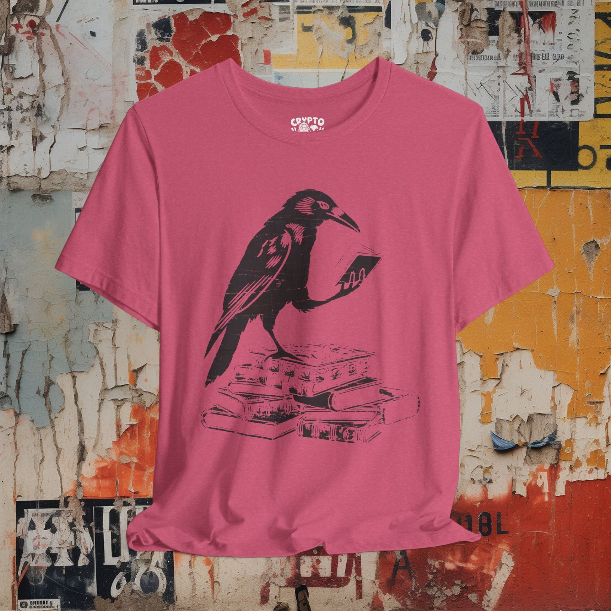 T-Shirt - Crow Reading Books | Unisex T-shirt | Funny, Animals, Books from Crypto Zoo Tees