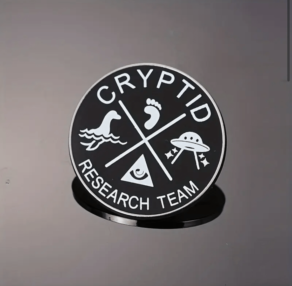  - Cryptid Research Team Pinback Button | Pinback Button | Cryptids, Funny from Crypto Zoo Tees