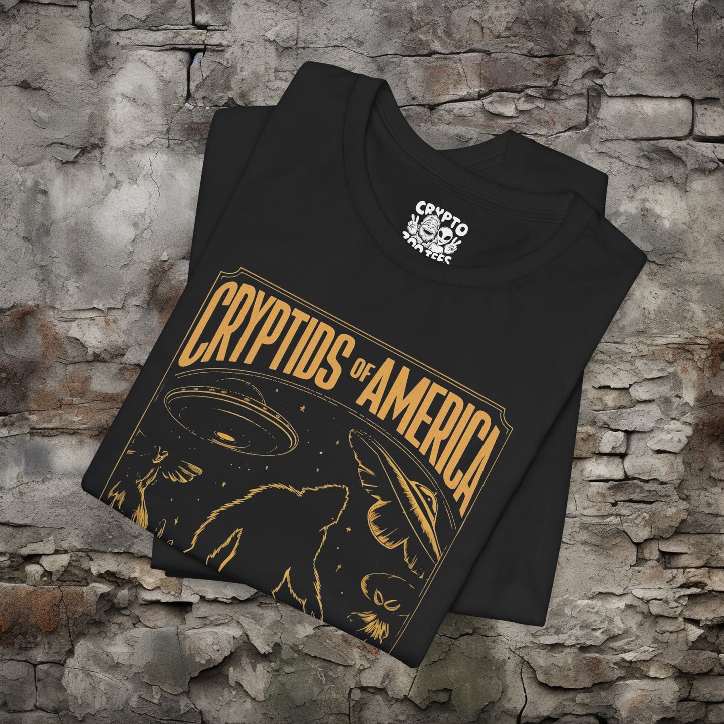 T-Shirt - Cryptids of America Behold The Mystery Shirt | Bigfoot Mothman Alien Tee | Bella + Canvas Unisex T-shirt from Crypto Zoo Tees