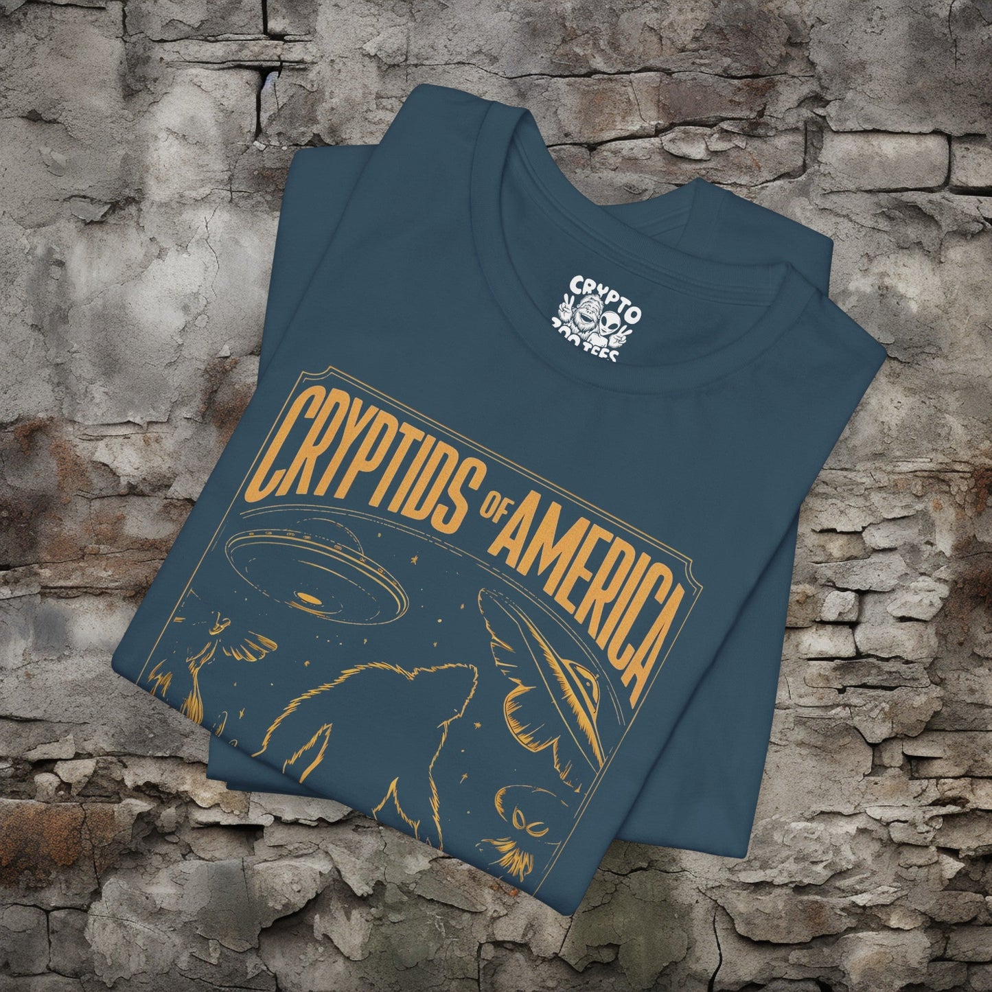 T-Shirt - Cryptids of America Behold The Mystery Shirt | Bigfoot Mothman Alien Tee | Bella + Canvas Unisex T-shirt from Crypto Zoo Tees