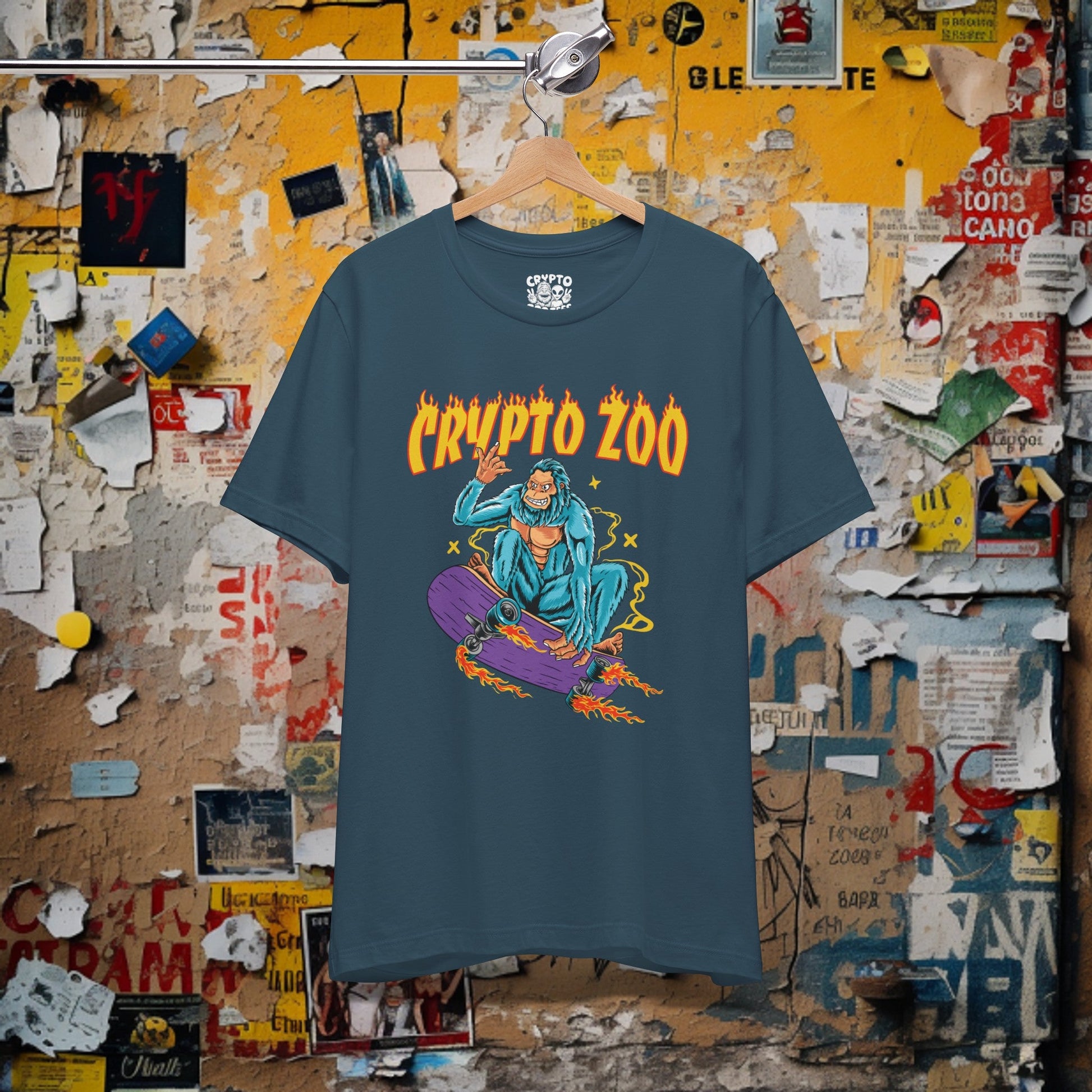 T-Shirt - Crypto Zoo Bigfoot on Skateboard | Bella + Canvas Unisex T-shirt from Crypto Zoo Tees