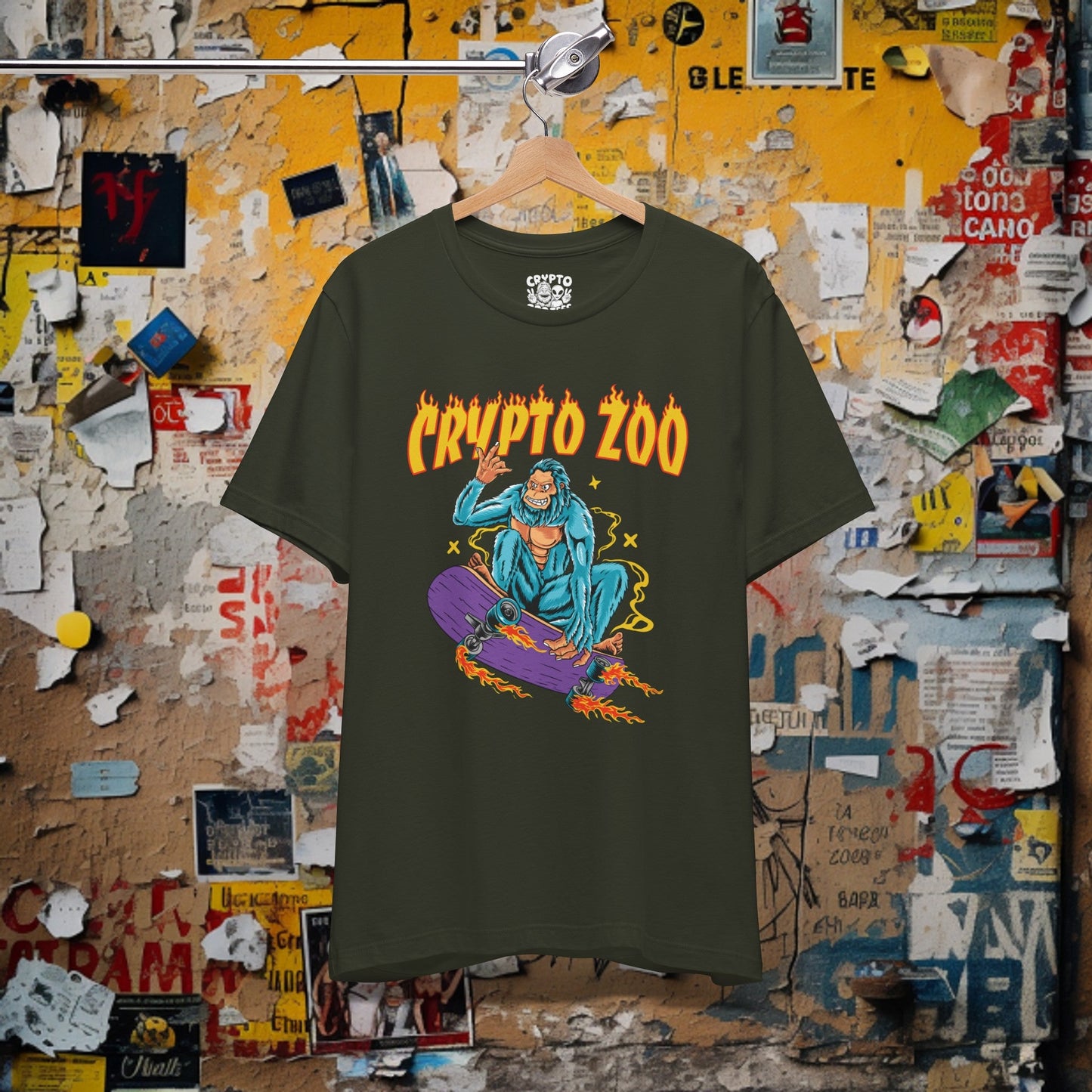 T-Shirt - Crypto Zoo Bigfoot on Skateboard | Bella + Canvas Unisex T-shirt from Crypto Zoo Tees