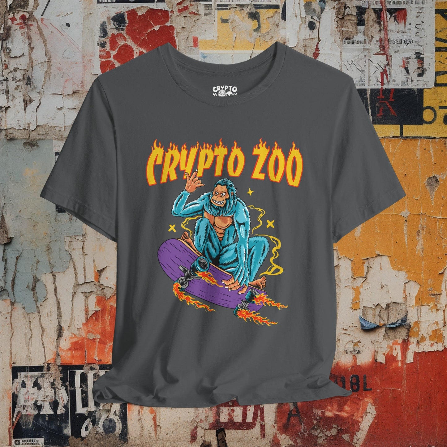 T-Shirt - Crypto Zoo Bigfoot on Skateboard | Bella + Canvas Unisex T-shirt from Crypto Zoo Tees