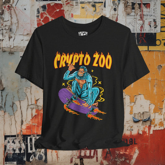 T-Shirt - Crypto Zoo Bigfoot on Skateboard | Bella + Canvas Unisex T-shirt from Crypto Zoo Tees