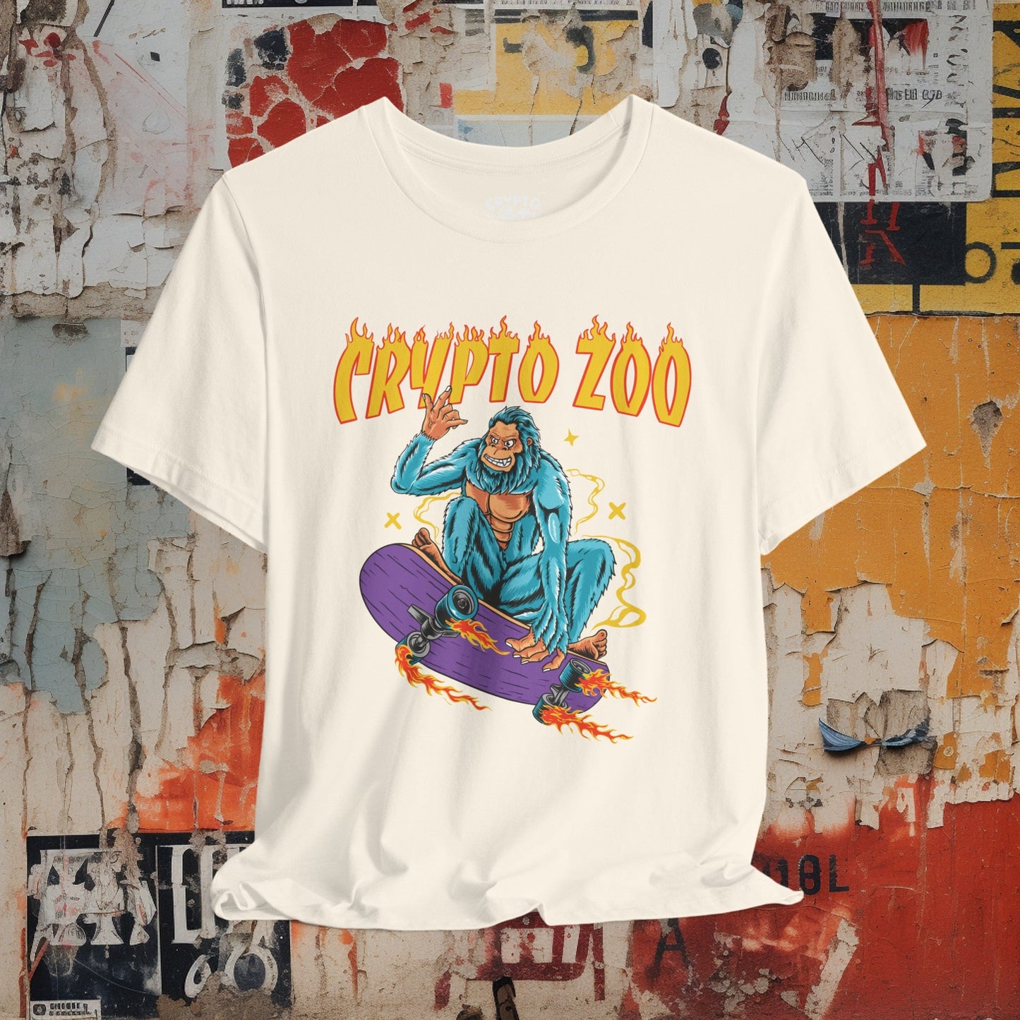 T-Shirt - Crypto Zoo Bigfoot on Skateboard | Bella + Canvas Unisex T-shirt from Crypto Zoo Tees