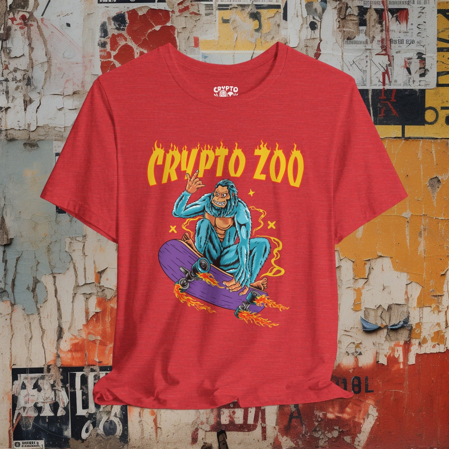 T-Shirt - Crypto Zoo Bigfoot on Skateboard | Bella + Canvas Unisex T-shirt from Crypto Zoo Tees