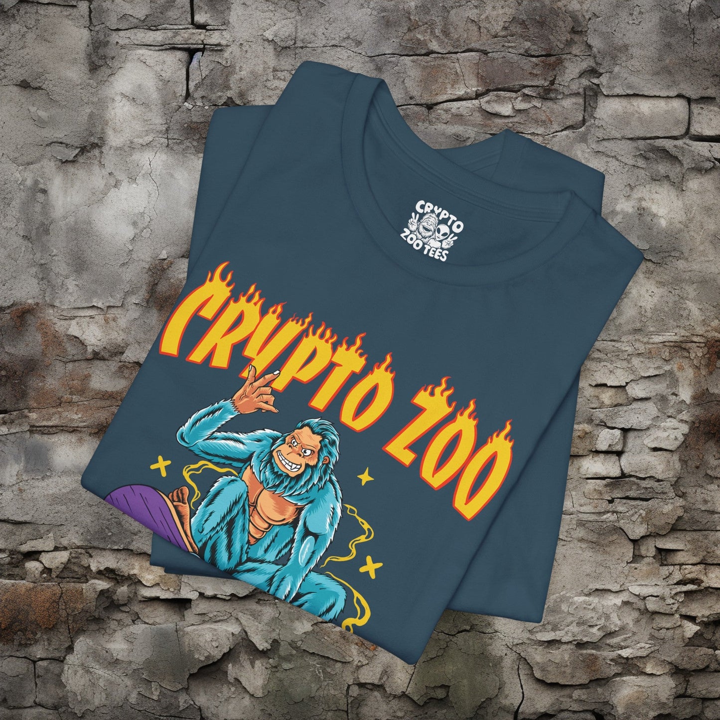 T-Shirt - Crypto Zoo Bigfoot on Skateboard | Bella + Canvas Unisex T-shirt from Crypto Zoo Tees