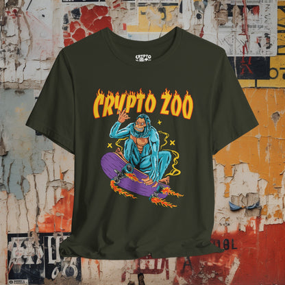 T-Shirt - Crypto Zoo Bigfoot on Skateboard | Bella + Canvas Unisex T-shirt from Crypto Zoo Tees