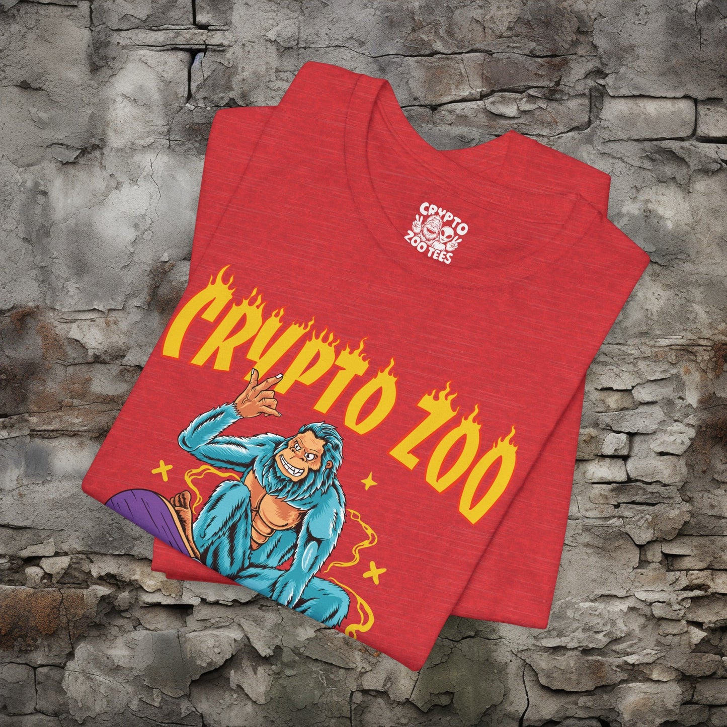 T-Shirt - Crypto Zoo Bigfoot on Skateboard | Bella + Canvas Unisex T-shirt from Crypto Zoo Tees