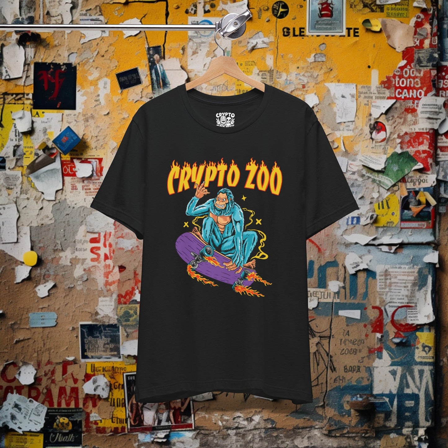 T-Shirt - Crypto Zoo Bigfoot on Skateboard | Bella + Canvas Unisex T-shirt from Crypto Zoo Tees