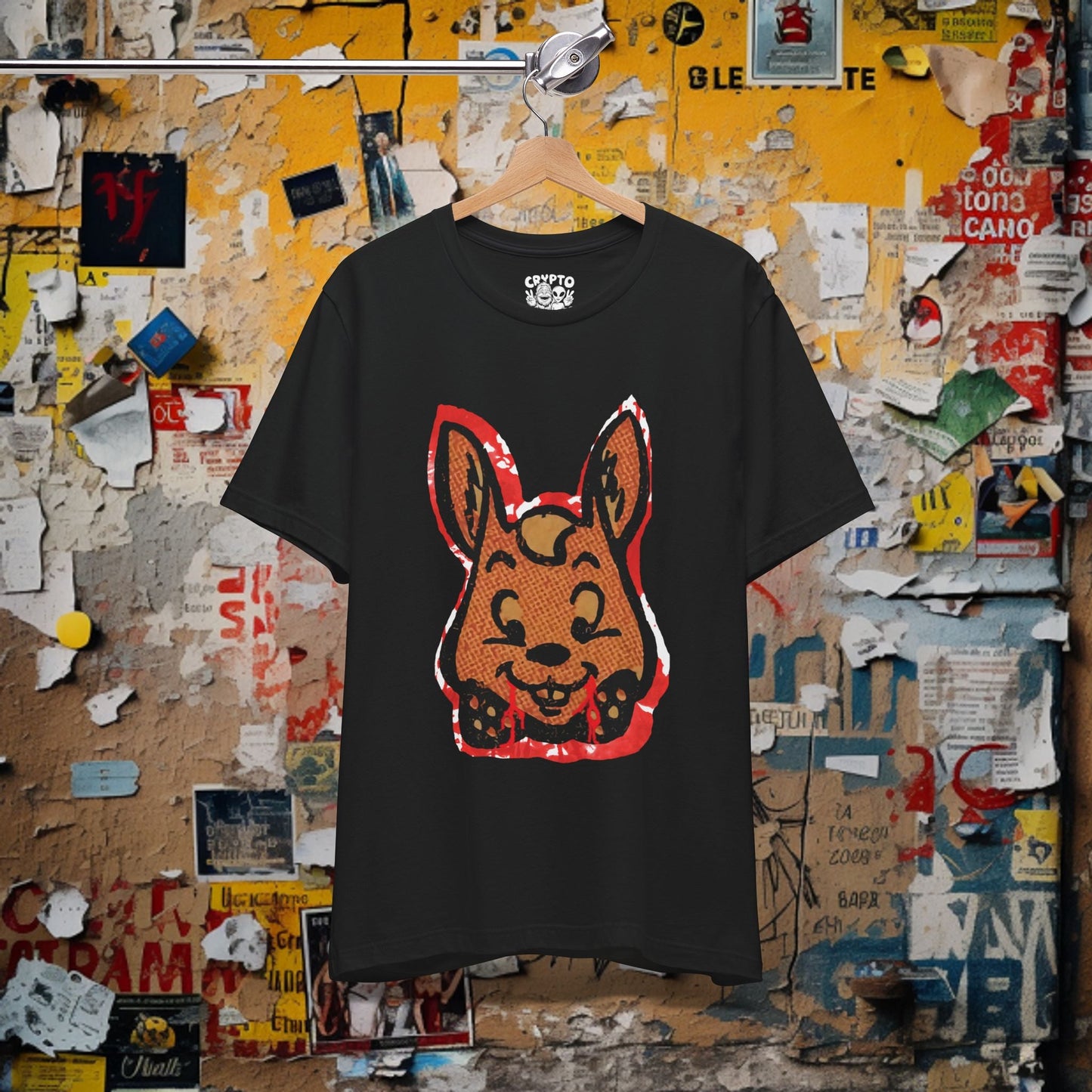 T-Shirt - Cute Devil Bunny with Blood Tee | Unisex T-shirt | Funny, Animals | Punk, Gothic, Alternative from Crypto Zoo Tees