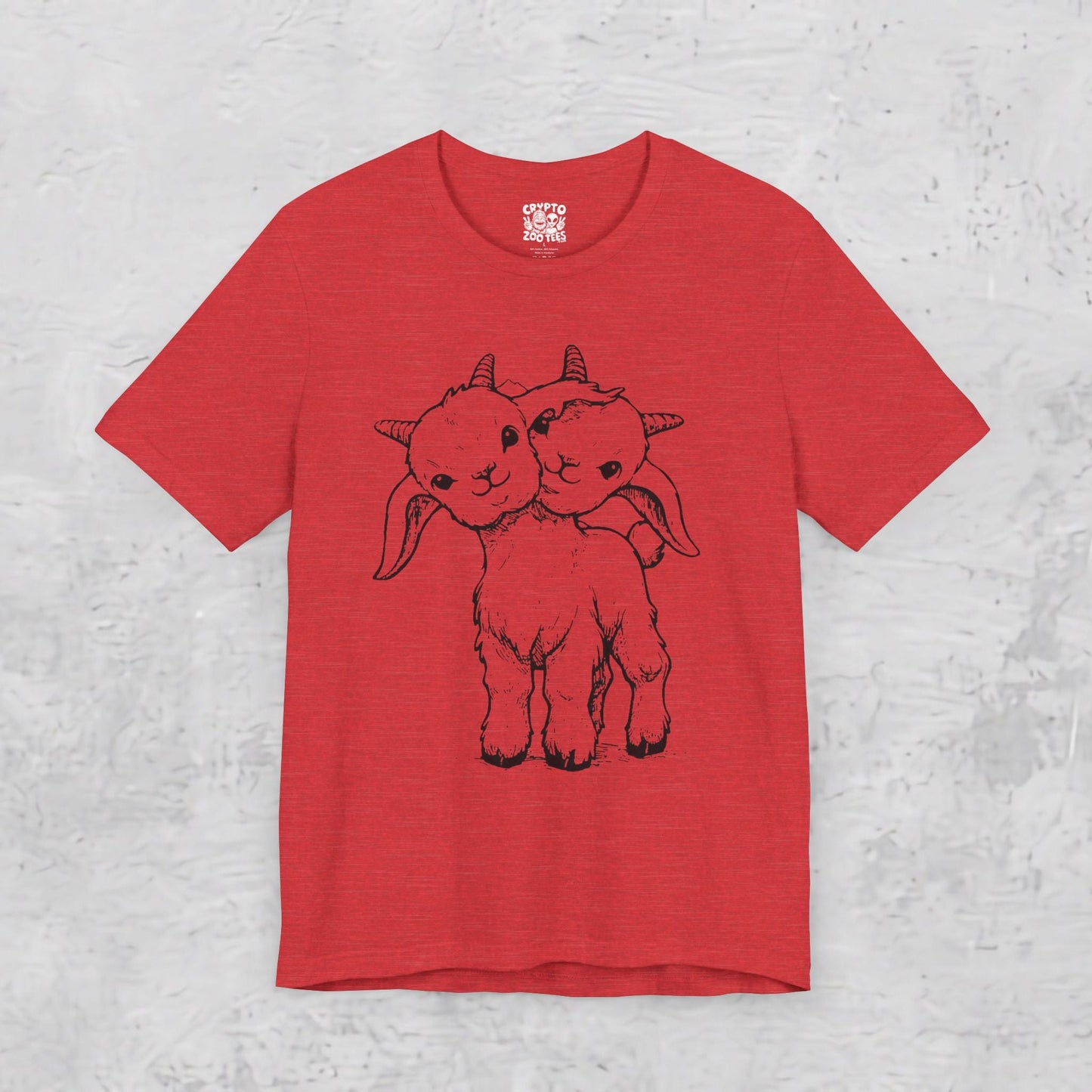 T-Shirt - Cute Two - Headed Goat | Unisex T-shirt | Animals | Goth, Funny from Crypto Zoo Tees