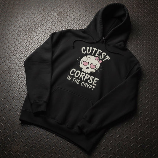 Hoodie - Cutest Corpse in the Crypt Hoodie | Unisex Pullover Hoodie - Gildan | Horror, Halloween | Goth/Gothic from Crypto Zoo Tees