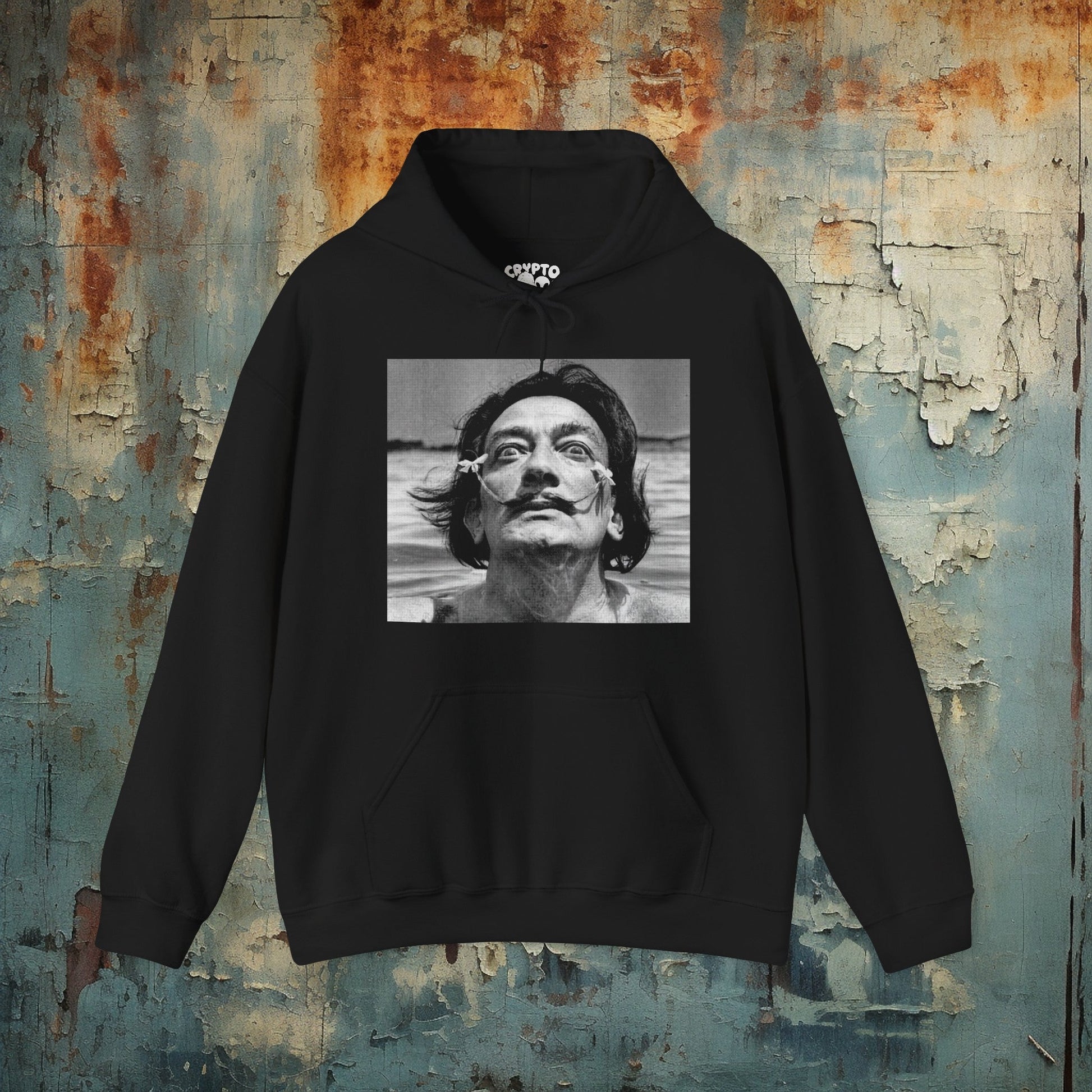 Hoodie - Dali "Bathing with Flowers in Mustache" | Hoodie | Hooded Sweatshirt from Crypto Zoo Tees