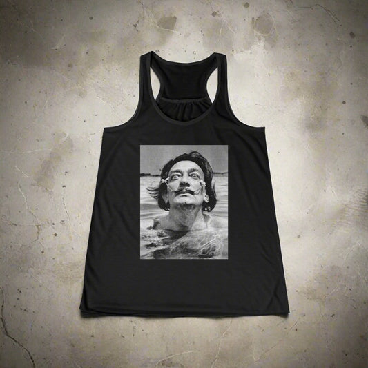 Tank Top - Dali "Bathing with Flowers in Mustache" | Ladies Racerback Tank Top from Crypto Zoo Tees