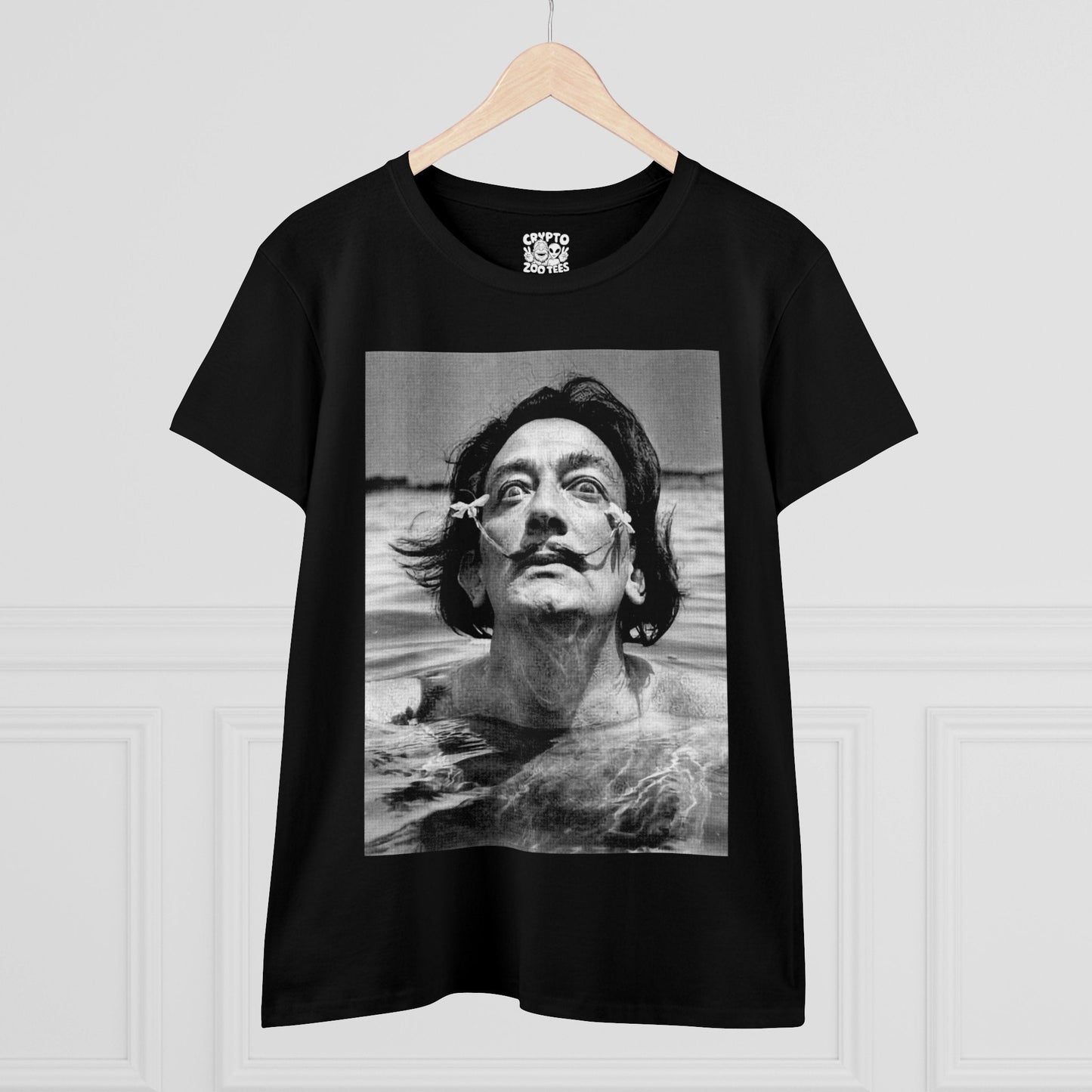 T-Shirt - Dali "Bathing with Flowers in Mustache" | Women's T-Shirt | Cotton Tee from Crypto Zoo Tees