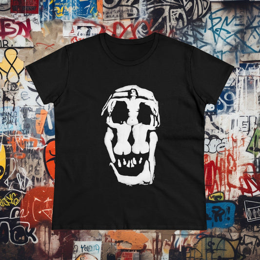 T-Shirt - Dali Skull Painting Goth Punk Ladies Tee | Women's T-Shirt | Cotton Tee from Crypto Zoo Tees
