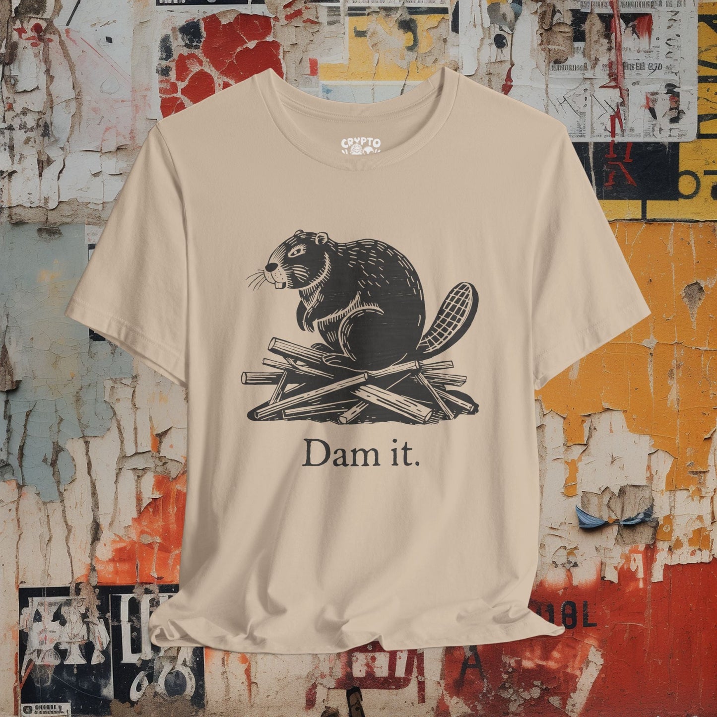 T-Shirt - DAM IT BEAVER Tee, Retro Graphic Shirt, Funny Quirky T-Shirt, Unique Unisex Apparel, Chicken Tee, Edgy Nostalgic Shirt from Crypto Zoo Tees