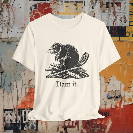 T-Shirt - DAM IT BEAVER Tee, Retro Graphic Shirt, Funny Quirky T-Shirt, Unique Unisex Apparel, Chicken Tee, Edgy Nostalgic Shirt from Crypto Zoo Tees