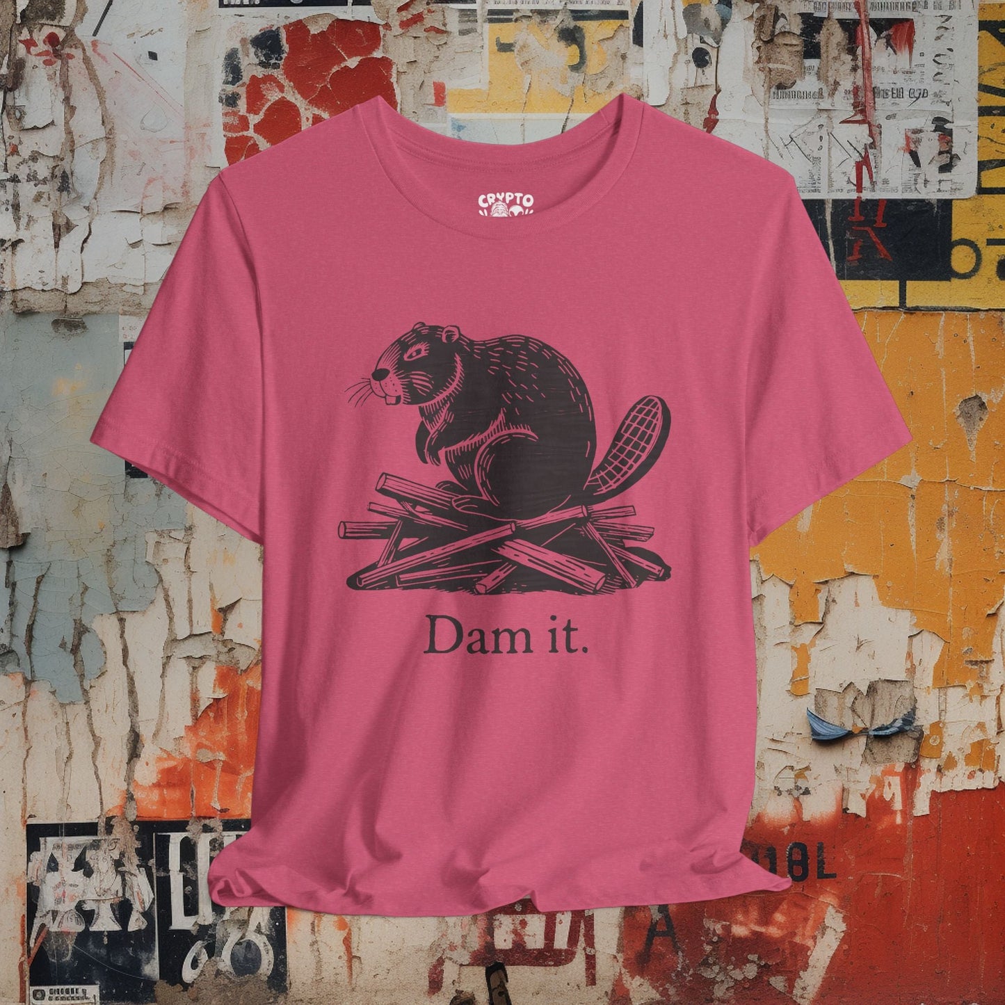 T-Shirt - DAM IT BEAVER Tee, Retro Graphic Shirt, Funny Quirky T-Shirt, Unique Unisex Apparel, Chicken Tee, Edgy Nostalgic Shirt from Crypto Zoo Tees