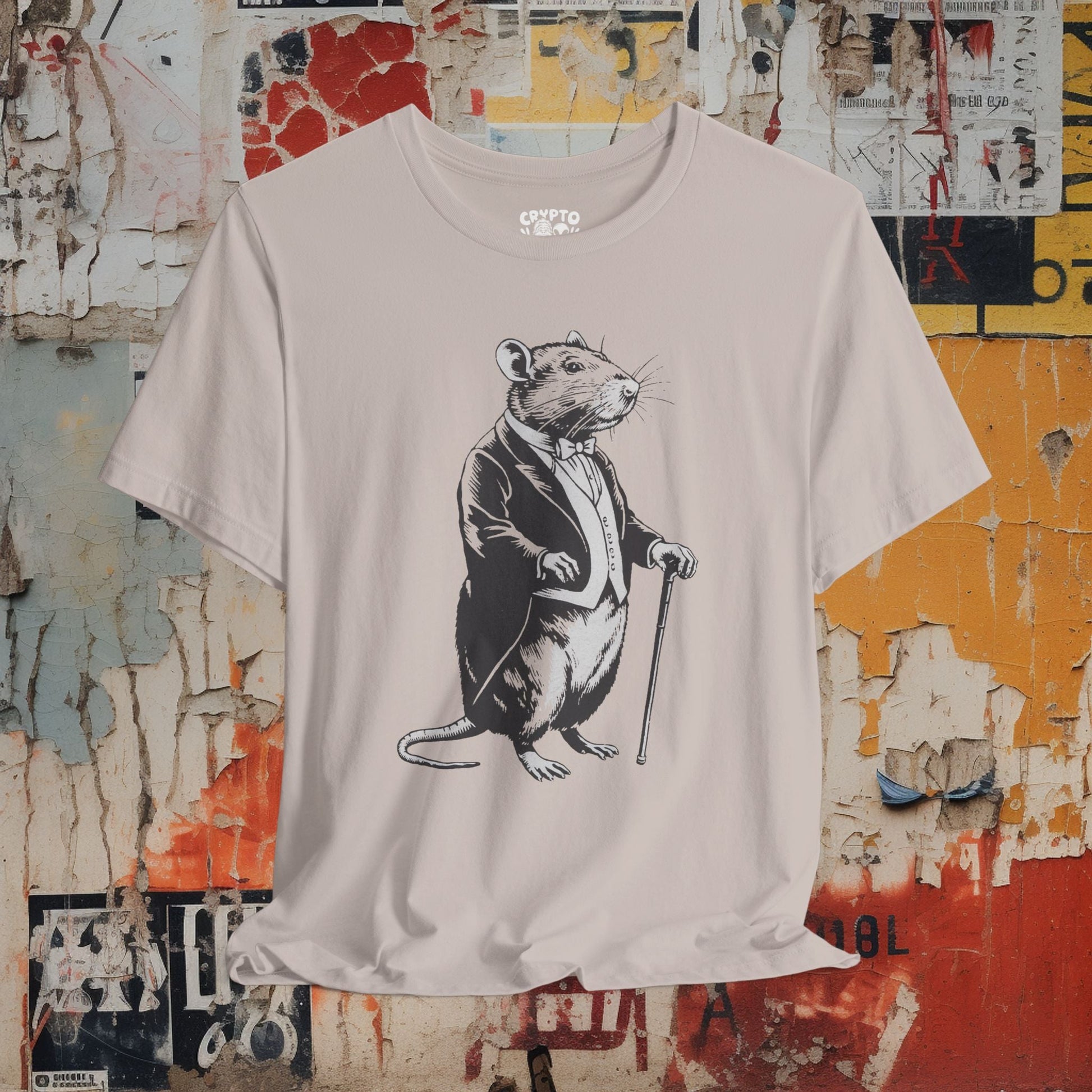 T-Shirt - DAPPER RAT Tee, Retro Graphic Shirt, Funny Quirky T-Shirt, Unique Unisex Apparel, Chicken Tee, Edgy Nostalgic Shirt from Crypto Zoo Tees