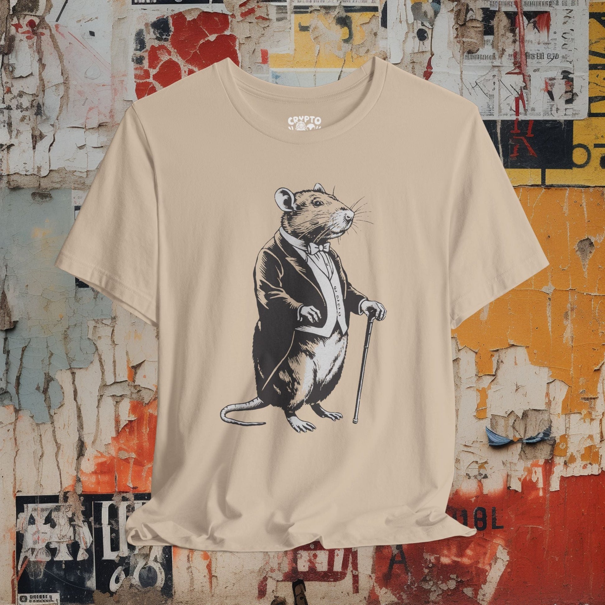 T-Shirt - DAPPER RAT Tee, Retro Graphic Shirt, Funny Quirky T-Shirt, Unique Unisex Apparel, Chicken Tee, Edgy Nostalgic Shirt from Crypto Zoo Tees