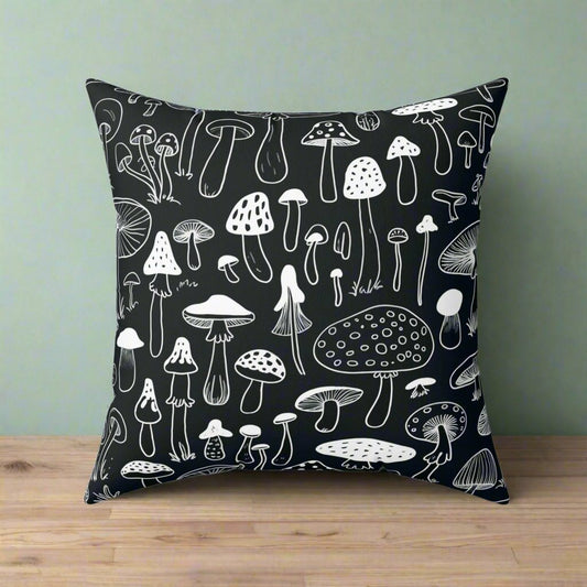 Home Decor - Dark Mushroom | Nature, Fungi, Outdoors | Spun Polyester Pillow | Pillow Included! from Crypto Zoo Tees