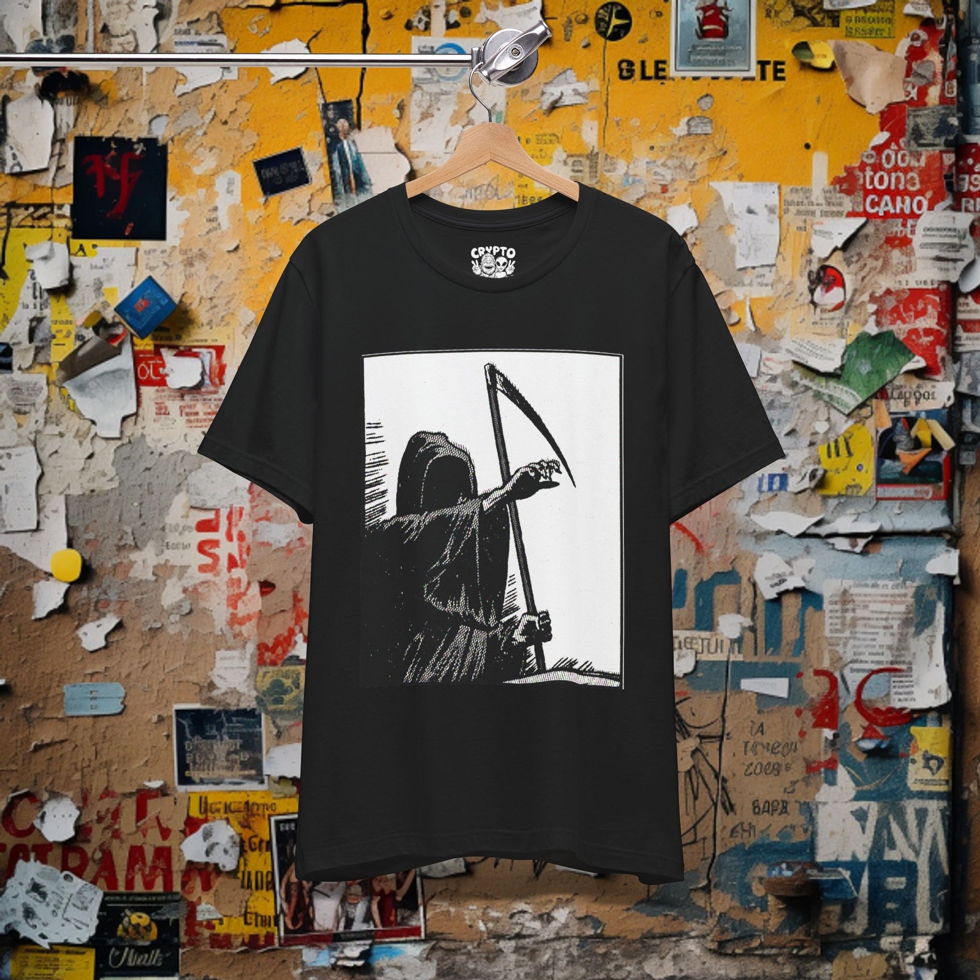 T-Shirt - Death Grim Reaper Comic T-Shirt | Unisex T-shirt, Long Sleeve T-shirt | Comics, Skulls & Skeletons | Goth, Punk from Crypto Zoo Tees