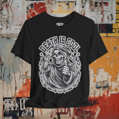 T-Shirt - Death Is Cool Tee with Grim Reaper | Bella + Canvas Unisex T-shirt from Crypto Zoo Tees