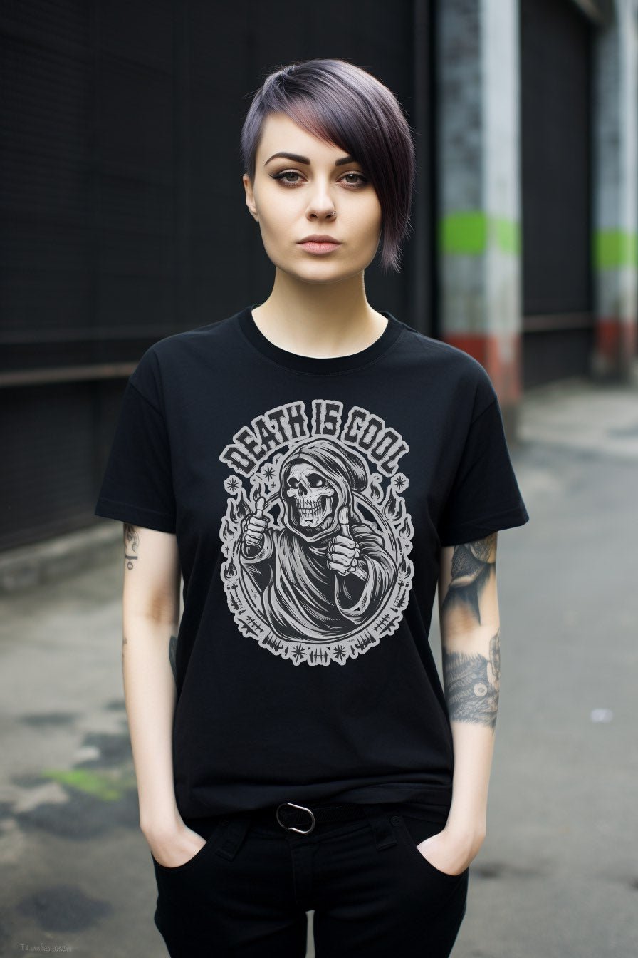 T-Shirt - Death Is Cool Tee with Grim Reaper | Bella + Canvas Unisex T-shirt from Crypto Zoo Tees