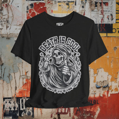 T-Shirt - Death Is Cool Tee with Grim Reaper | Bella + Canvas Unisex T-shirt from Crypto Zoo Tees