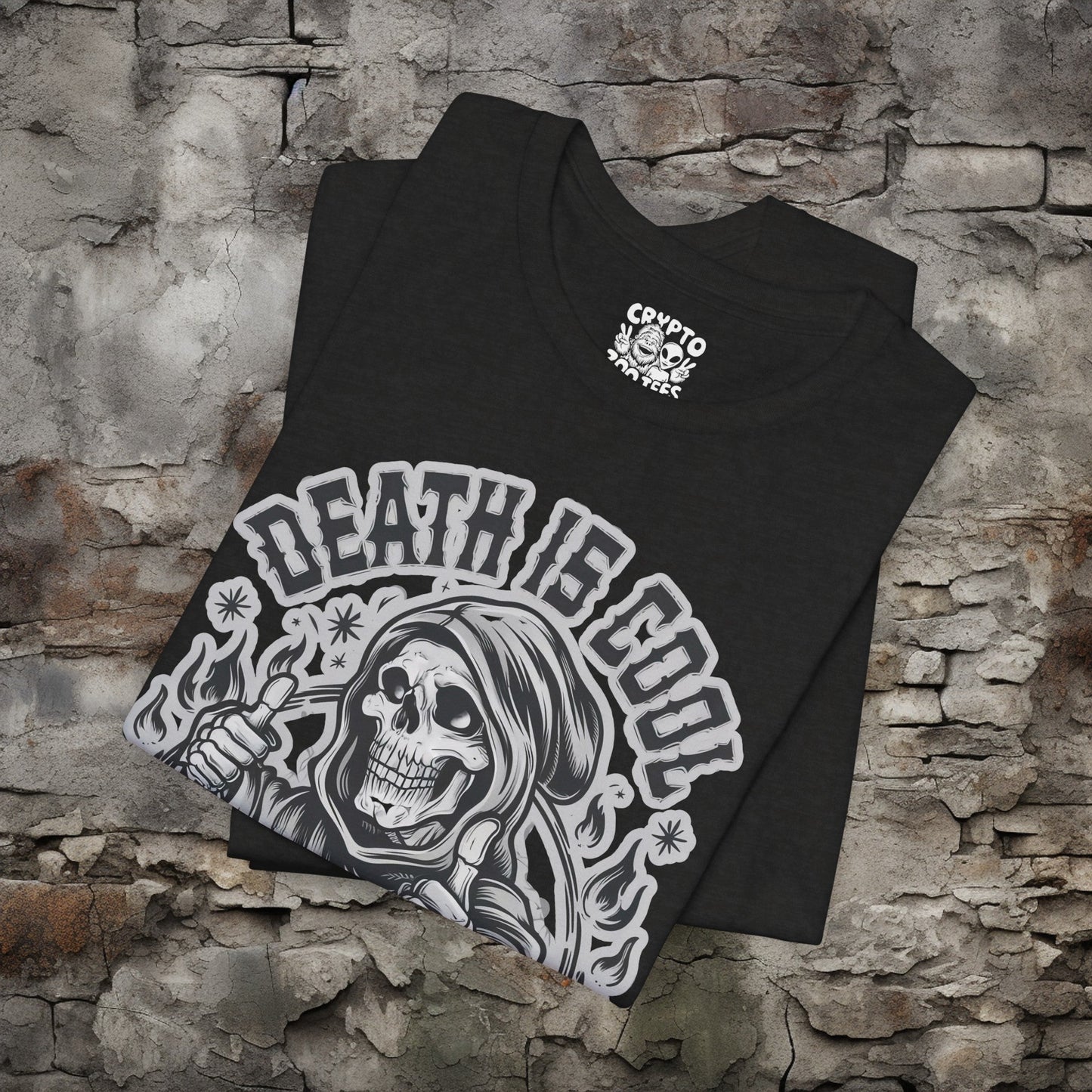 T-Shirt - Death Is Cool Tee with Grim Reaper | Bella + Canvas Unisex T-shirt from Crypto Zoo Tees