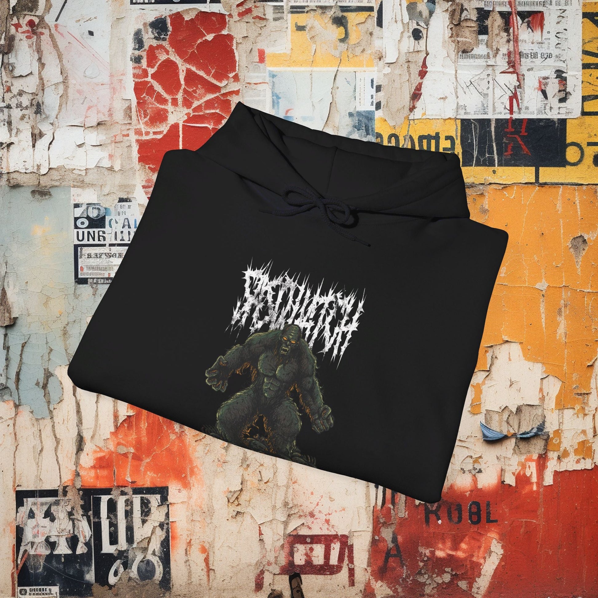 Hoodie - Death Metal Comic Sasquatch | Hoodie | Hooded Sweatshirt from Crypto Zoo Tees