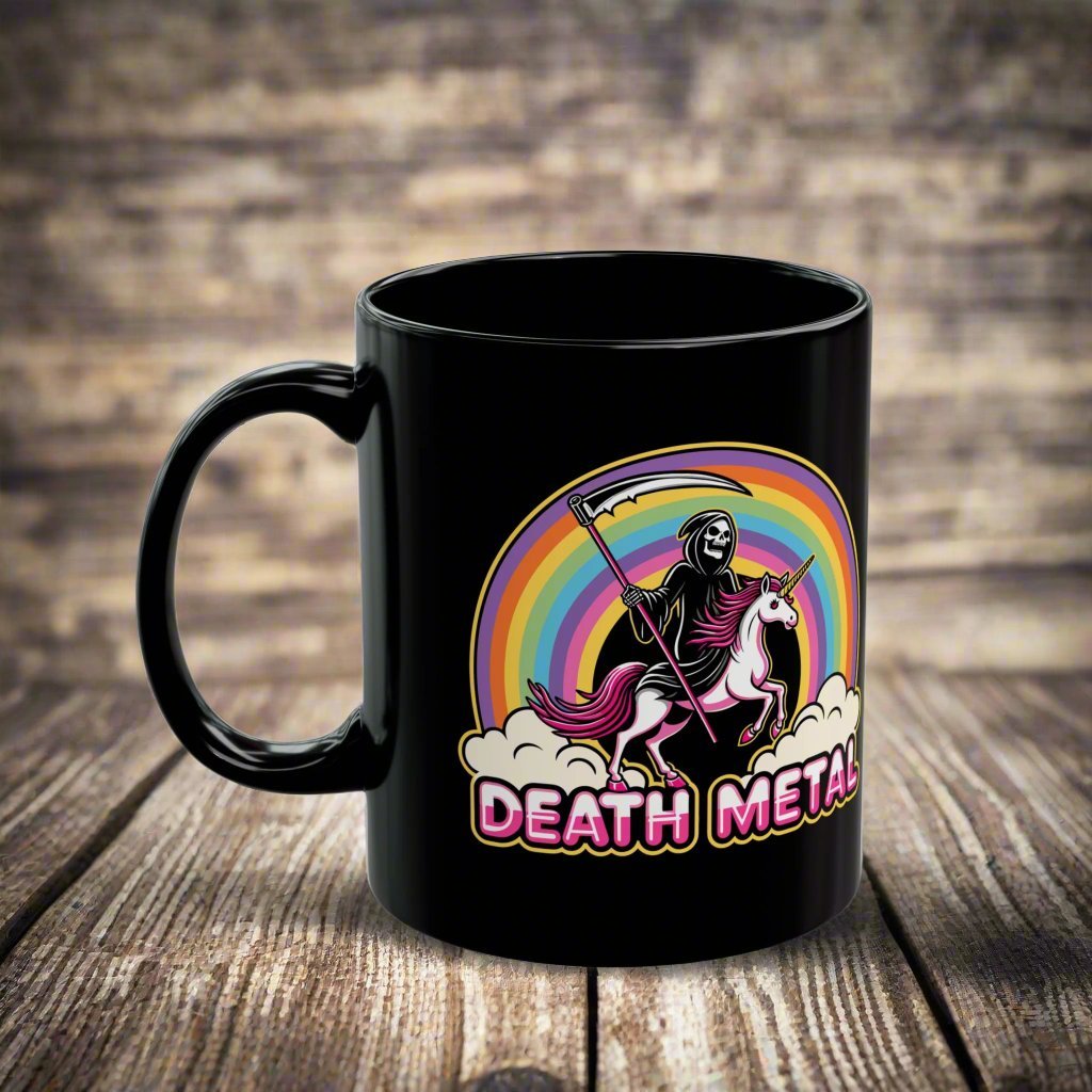 Mug - Death Metal Rainbow Unicorn | 11oz Coffee Mug | Cup from Crypto Zoo Tees