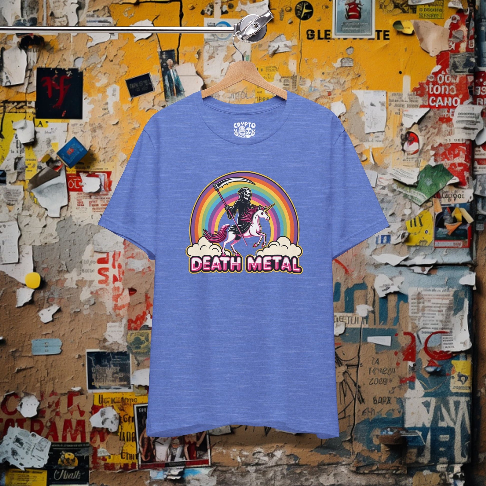 T-Shirt - Death Metal Rainbow Unicorn | Bella + Canvas Unisex T-shirt from Crypto Zoo Tees