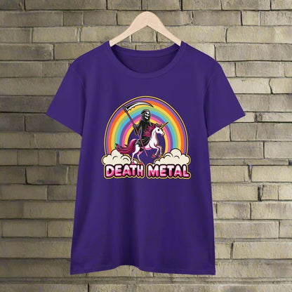 T-Shirt - Death Metal Rainbow Unicorn | Women's T-Shirt | Cotton Tee from Crypto Zoo Tees