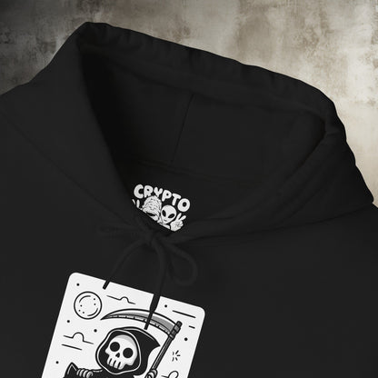 Hoodie - Death Riding a Cat | Cute Grim Reaper | Goth | Hoodie | Hooded Sweatshirt from Crypto Zoo Tees