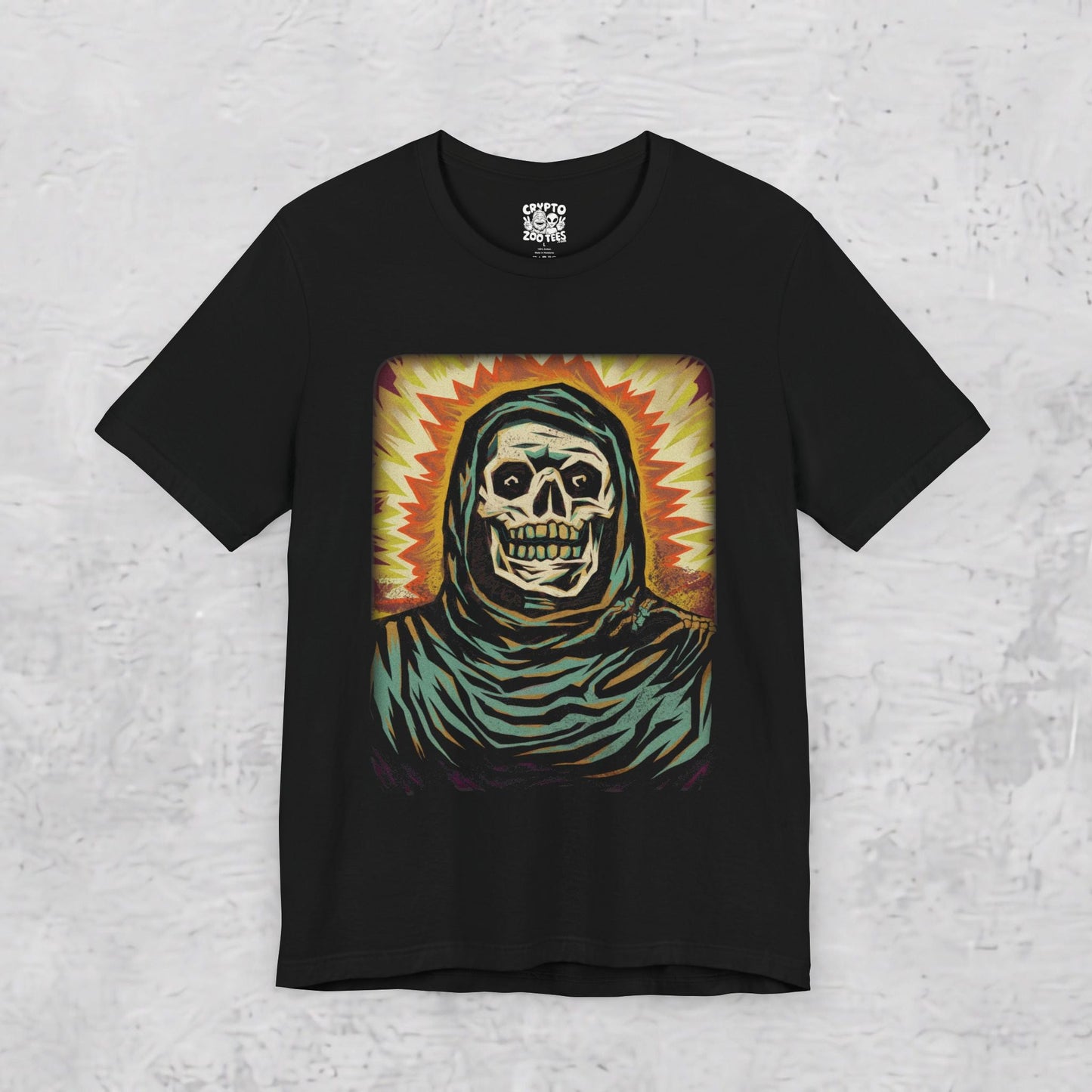 T-Shirt - Death Skeleton | Unisex T-shirt | Skulls & Skeletons, Comics | Goth from Crypto Zoo Tees