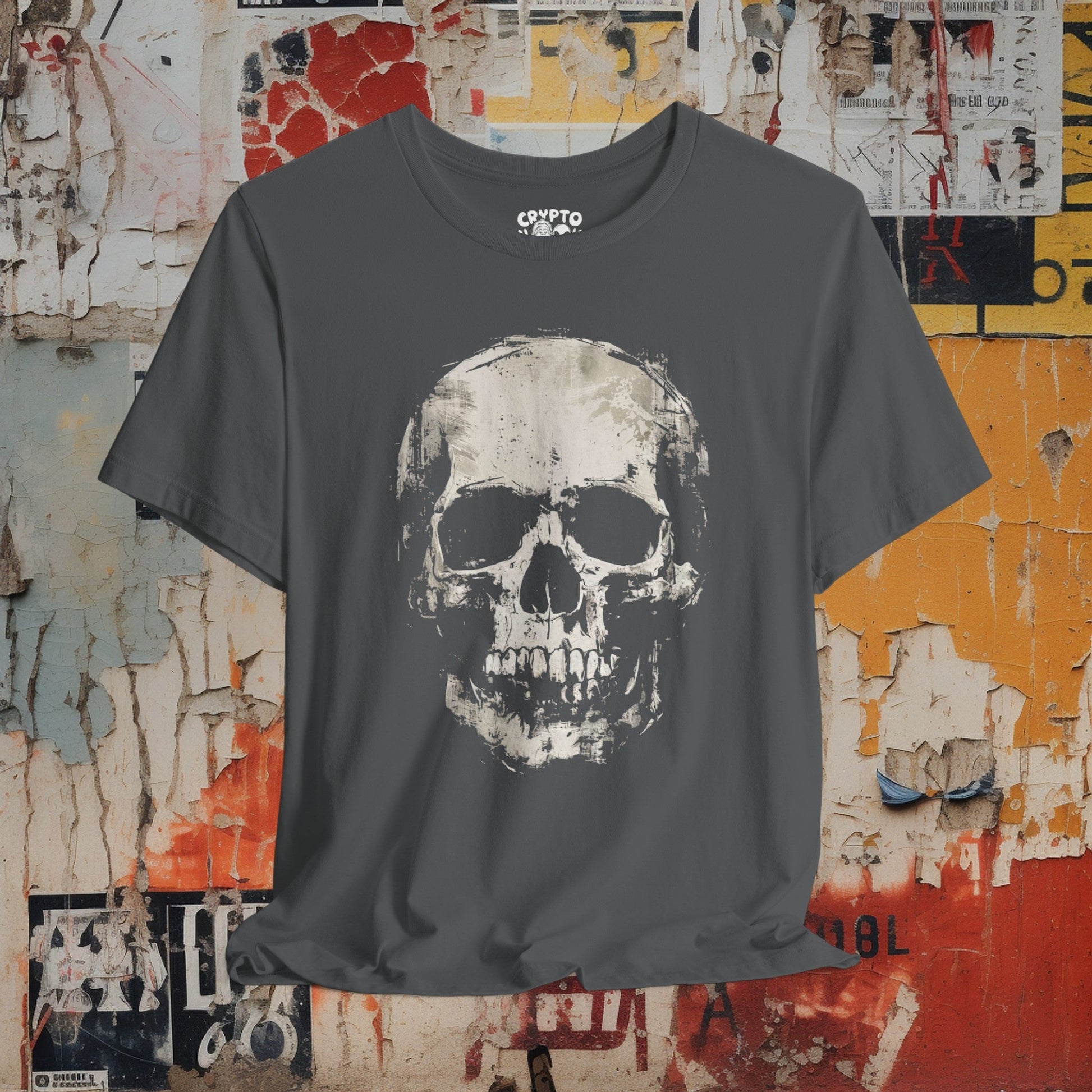 T-Shirt - Distressed Skull Shirt | Bella + Canvas Unisex T-shirt from Crypto Zoo Tees