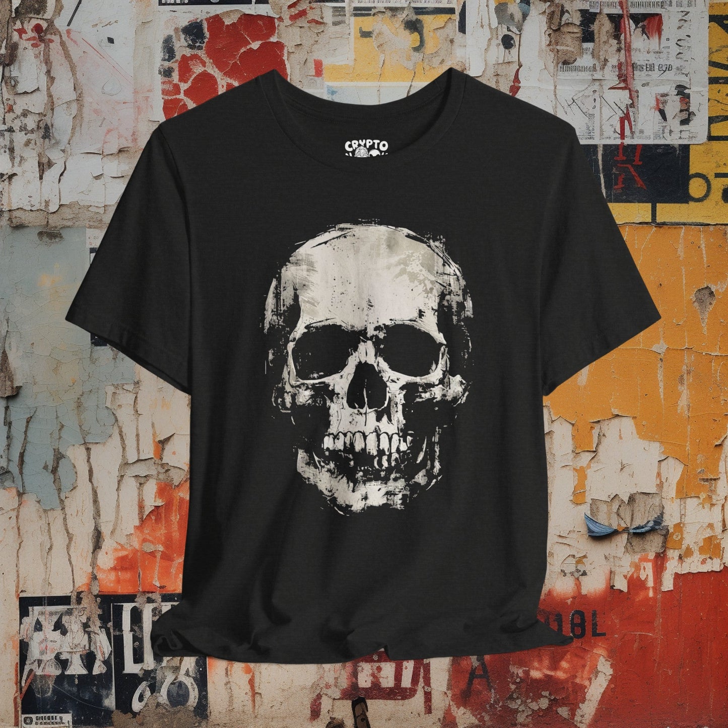 T-Shirt - Distressed Skull Shirt | Bella + Canvas Unisex T-shirt from Crypto Zoo Tees