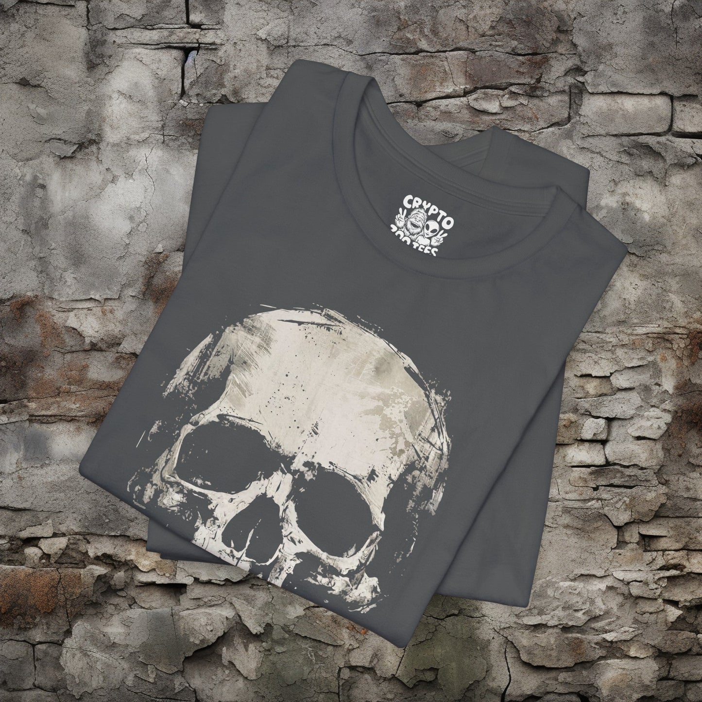 T-Shirt - Distressed Skull Shirt | Bella + Canvas Unisex T-shirt from Crypto Zoo Tees