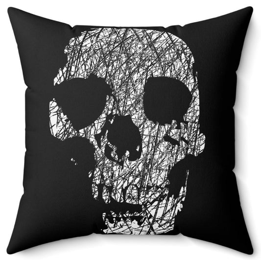 Home Decor - Distressed Skull - Square Throw Pillow - Gothic Design, 2-Sided, Home Decor, Edgy Style from Crypto Zoo Tees