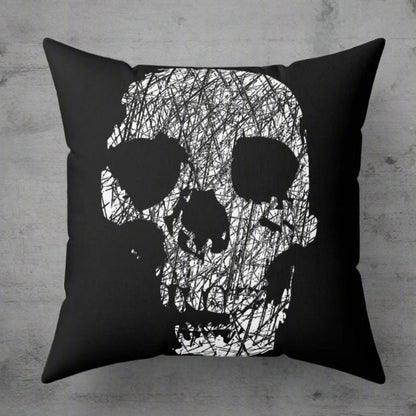 Home Decor - Distressed Skull - Square Throw Pillow - Gothic Design, 2-Sided, Home Decor, Edgy Style from Crypto Zoo Tees