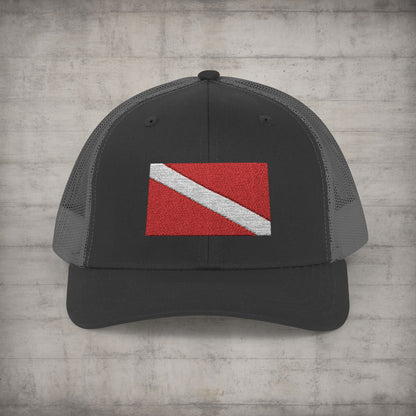 Hats - Diver Down Embroidered Meshback Hat - Hampton Dive Team from Crypto Zoo Tees